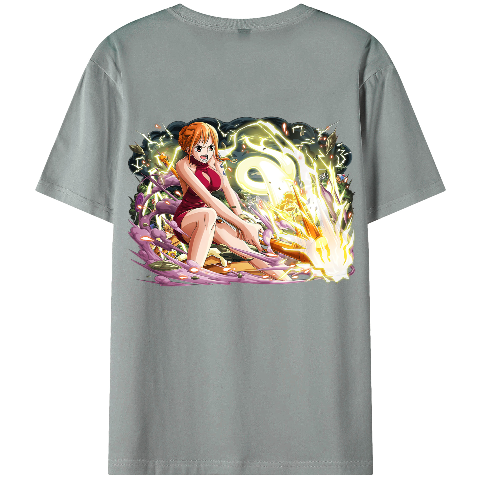 （画像用） ワンピース ナミ ONE PIECE Nami 綿100％ メンズ半袖Tシャツ（バックプリント） 通気性